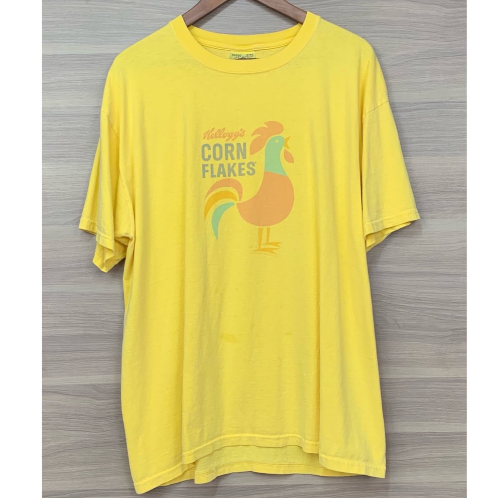 Anvil Corn Flakes Cereal Vintage Yellow T-Shirt Large